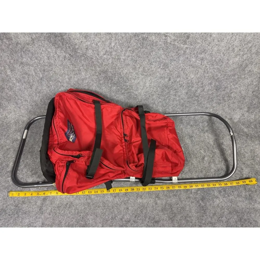 Vintage Jansport Made In USA Hiking Framed Backpack Red Metal Frame *READ*